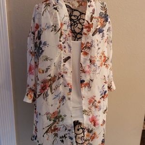 Sheer floral kimono